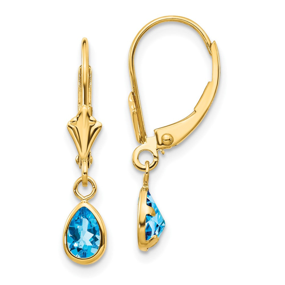 14K 6x4 mm Dezember/Blautopas-Ohrringe