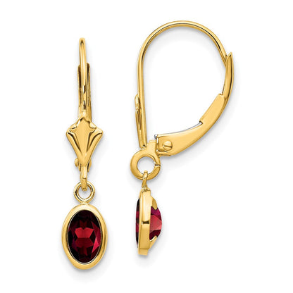 14K 6x4 mm Granat/Januar Ohrringe