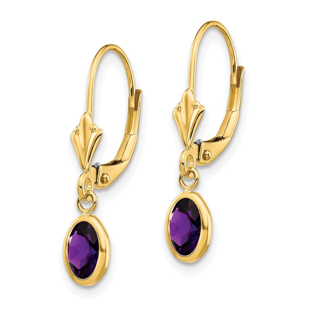 14K Ohrringe mit 6 x 4 mm Amethyst (Februar)
