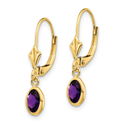 14K Ohrringe mit 6 x 4 mm Amethyst (Februar)