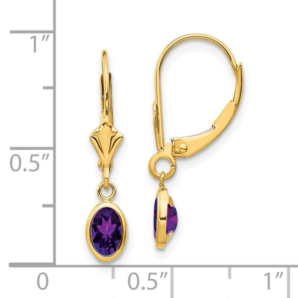 14K Ohrringe mit 6 x 4 mm Amethyst (Februar)