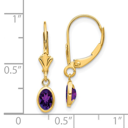 14K Ohrringe mit 6 x 4 mm Amethyst (Februar)