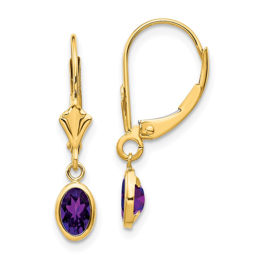 14K Ohrringe mit 6 x 4 mm Amethyst (Februar)