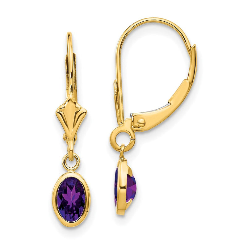 14K Ohrringe mit 6 x 4 mm Amethyst (Februar)