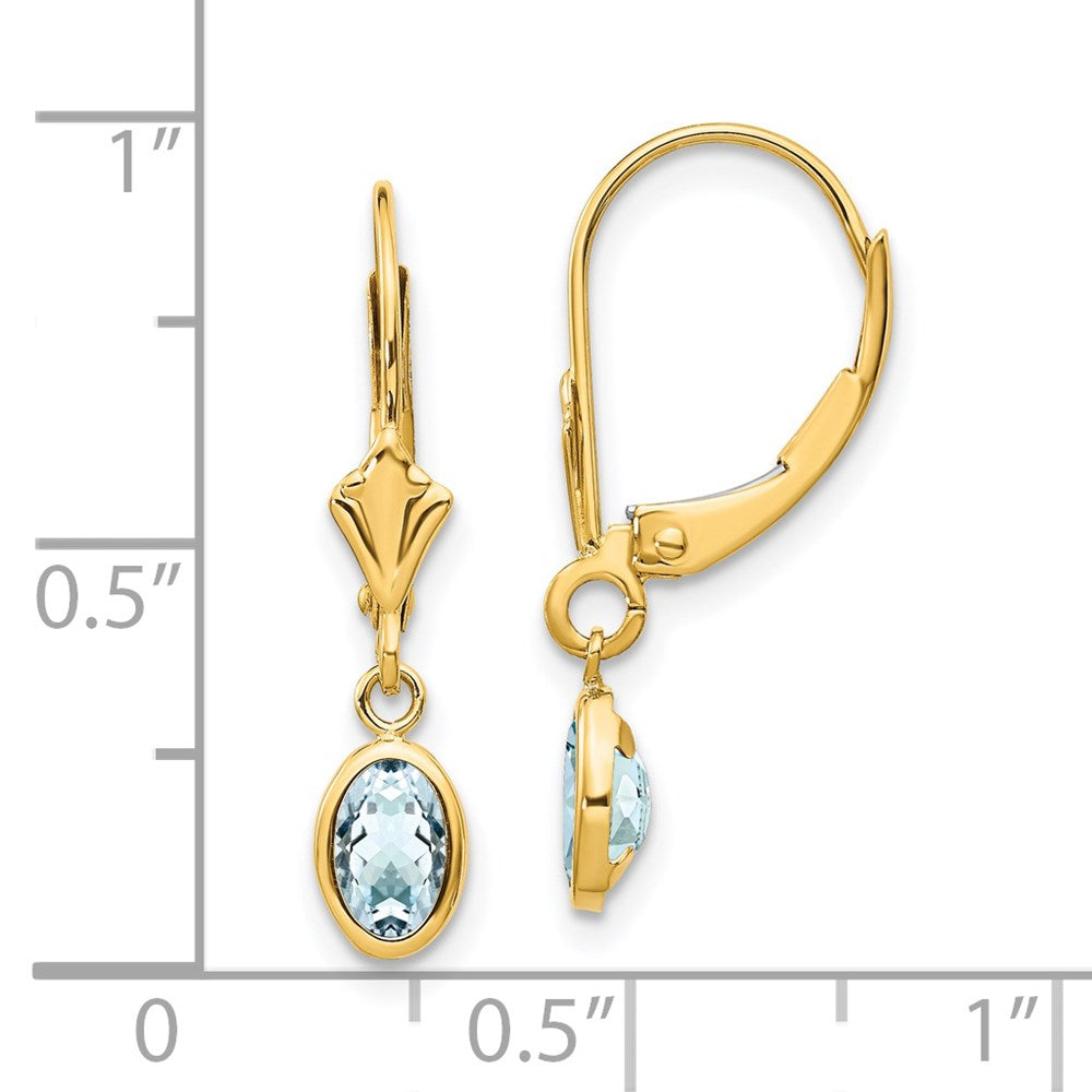 14K 6x4 mm Aquamarin-Ohrringe (März)