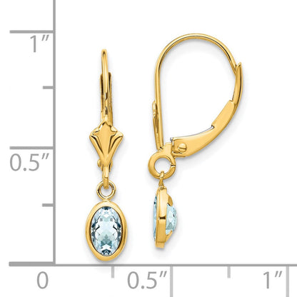 14K 6x4 mm Aquamarin-Ohrringe (März)