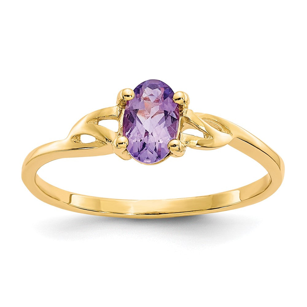 14K Gelbgold Amethyst-Geburtsstein-Ring