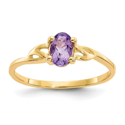 14K Gelbgold Amethyst-Geburtsstein-Ring
