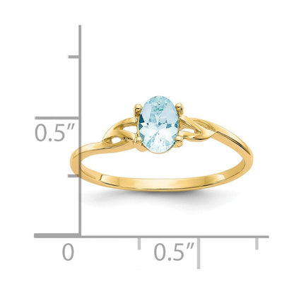 Aquamarin-Geburtsstein-Ring aus 14K Gelbgold
