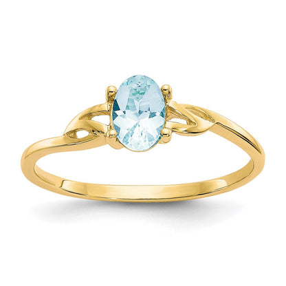Aquamarin-Geburtsstein-Ring aus 14K Gelbgold