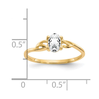 14K Gelbgold Ring mit Weißem Topas als Geburtsstein