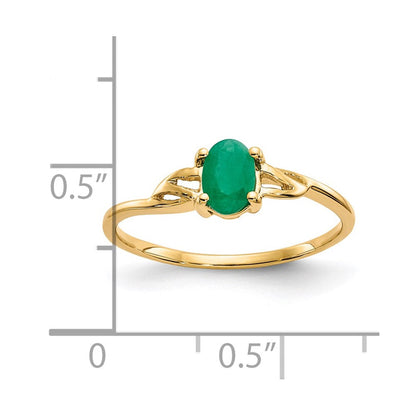 14K Gelbgold Ring mit Smaragd-Geburtsstein