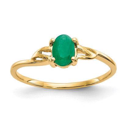 14K Gelbgold Ring mit Smaragd-Geburtsstein