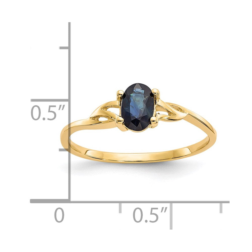 Massiv 14K Gelbgold Synthetisch Saphir Geburtsstein Ring