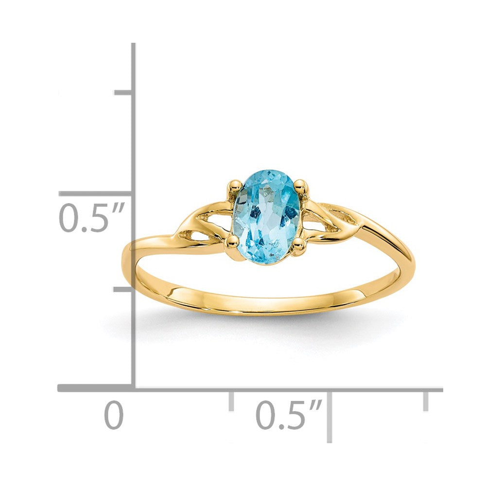 14K Gelbgold Blautopas Geburtsstein-Ring