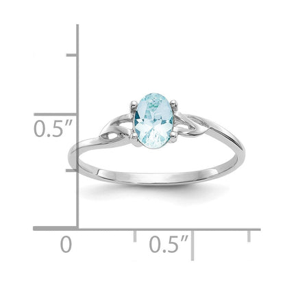 14K Weißgold Ring mit Aquamarin-Geburtsstein