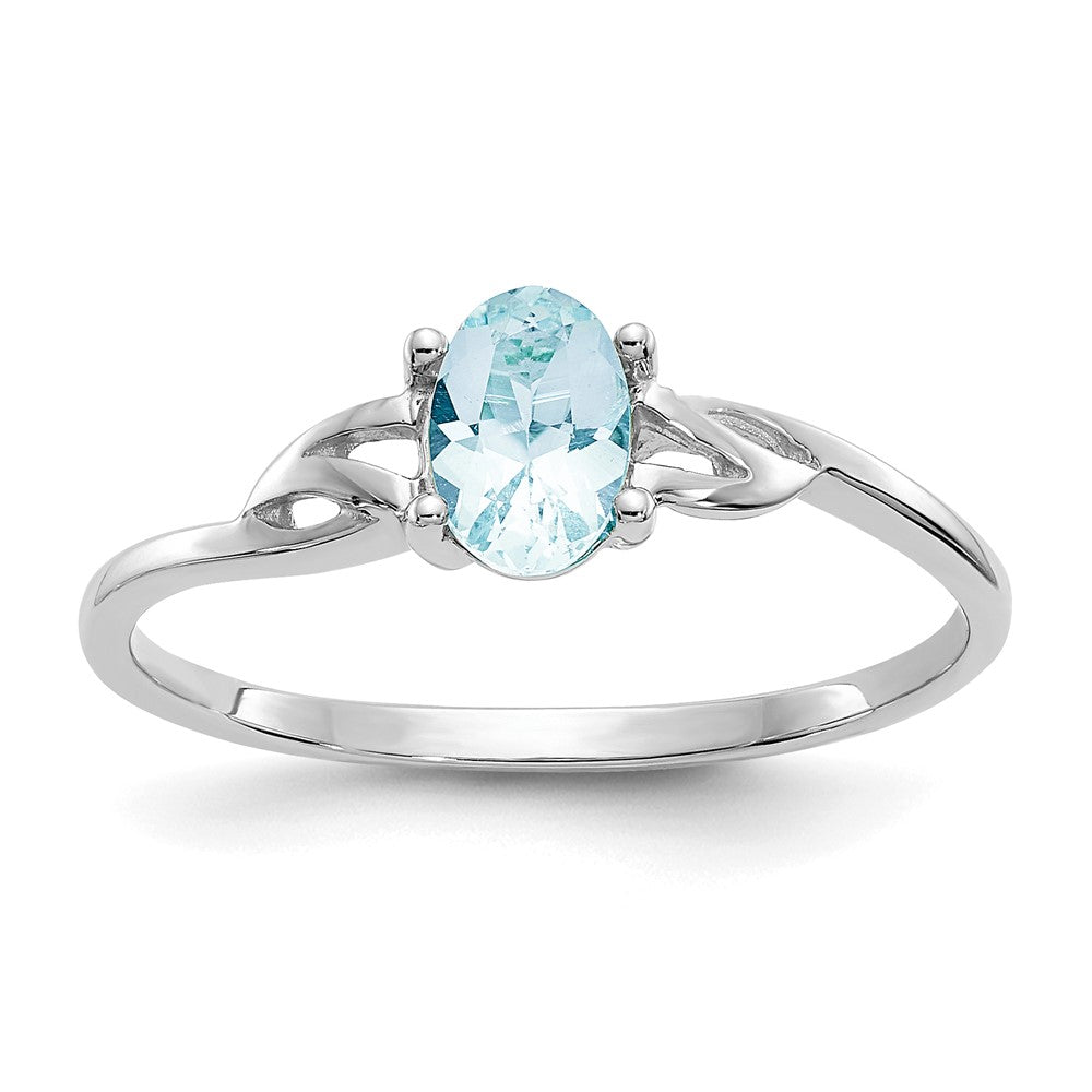 14K Weißgold Ring mit Aquamarin-Geburtsstein