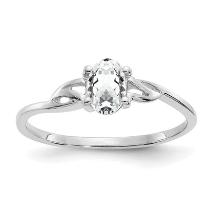 14K Weißgold Topas-Geburtsstein-Ring