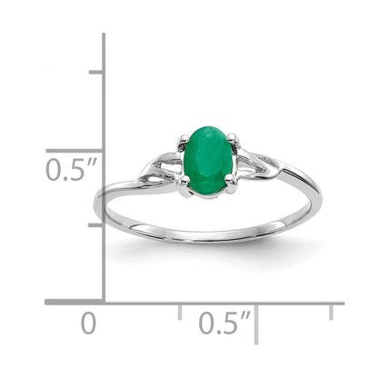 14K Weißgold Ring mit Smaragd (Geburtsstein)