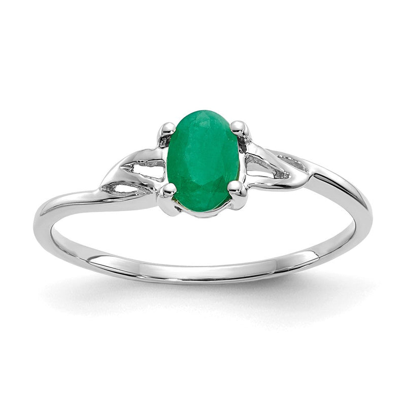 14K Weißgold Ring mit Smaragd (Geburtsstein)