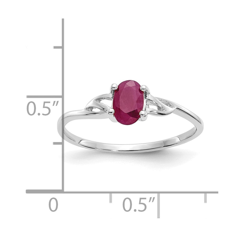 14K Weißgold Ring mit Rubin-Geburtsstein