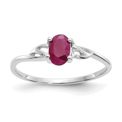 14K Weißgold Ring mit Rubin-Geburtsstein