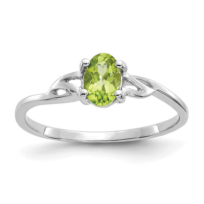 14K Weißgold Ring mit Peridot-Geburtsstein