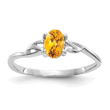 14K Weißgold Citrin Geburtsstein-Ring