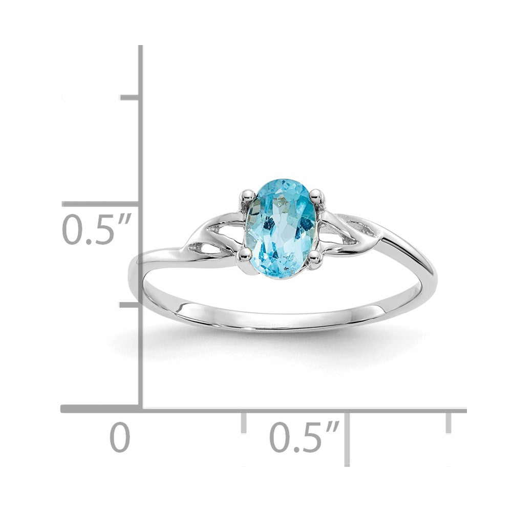 14K Weißgold Ring mit Blautopas-Geburtsstein