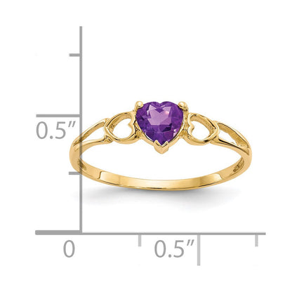 14K Gelbgold Amethyst-Geburtsstein-Ring