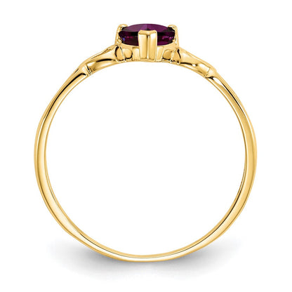Massiver Ring aus 14K Gelbgold mit simuliertem Rhodolith-Granat-Geburtsstein