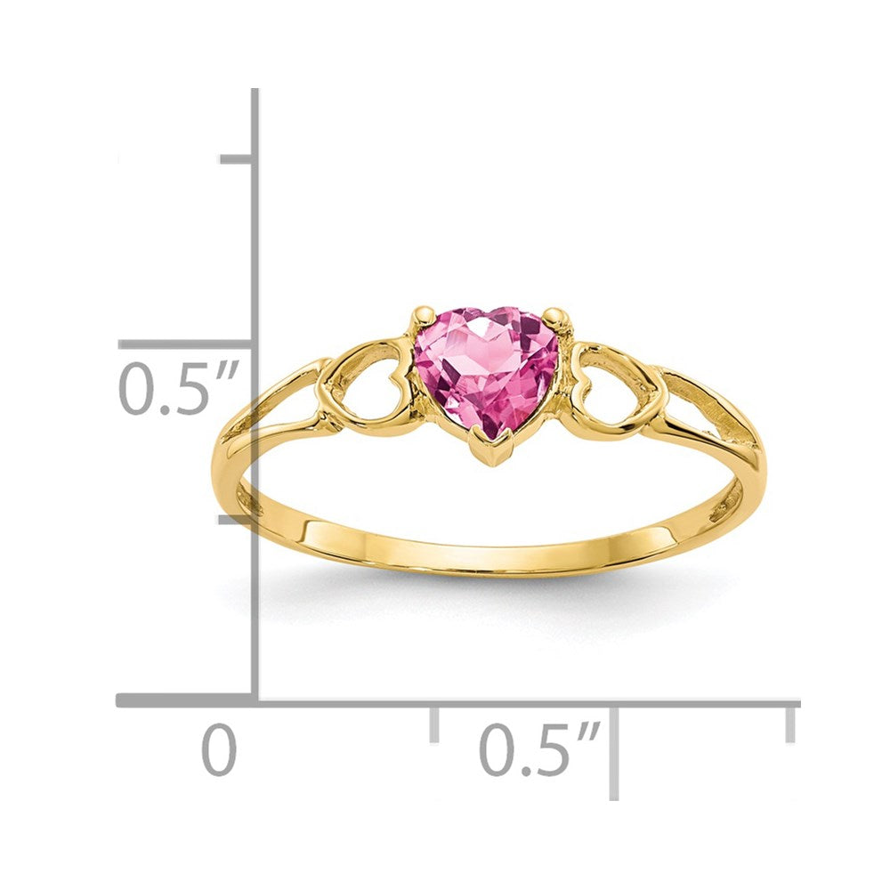 Ring mit simuliertem Rosa-Turmalin-Geburtsstein aus massivem 14K Gelbgold