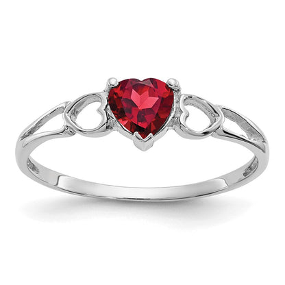 14K Weißgold Granat Geburtsstein Ring
