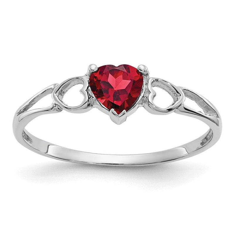 14K Weißgold Granat Geburtsstein Ring