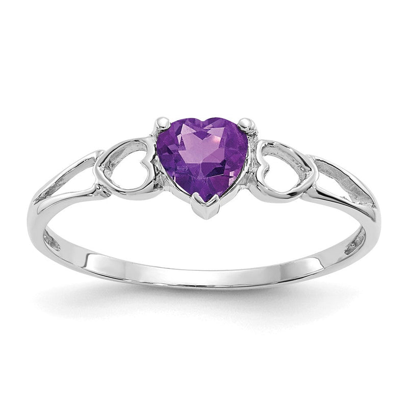 14K Weißgold Amethyst-Geburtsstein-Ring