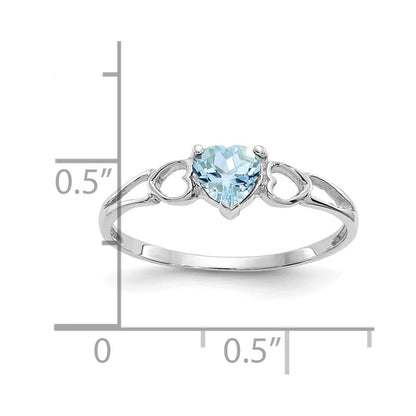 14K Weißgold Aquamarin-Geburtsstein-Ring
