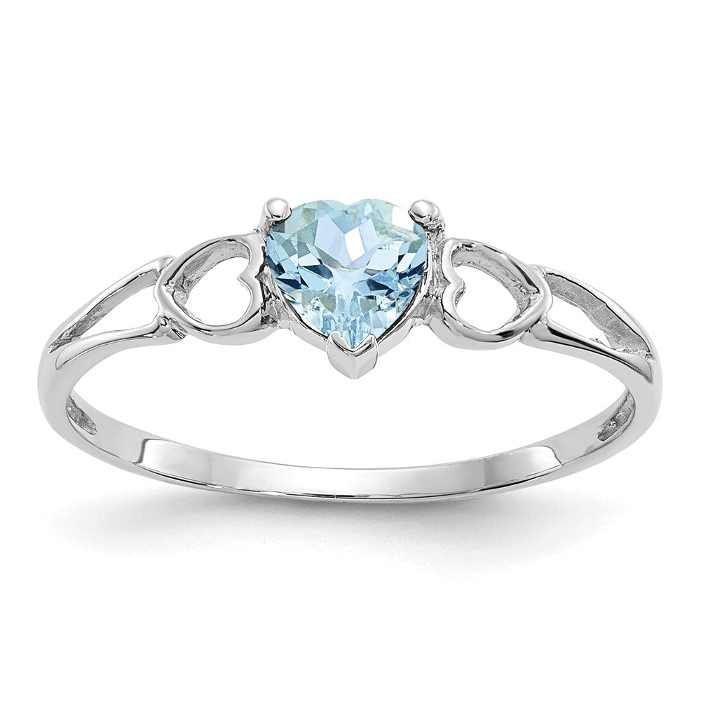 14K Weißgold Aquamarin-Geburtsstein-Ring