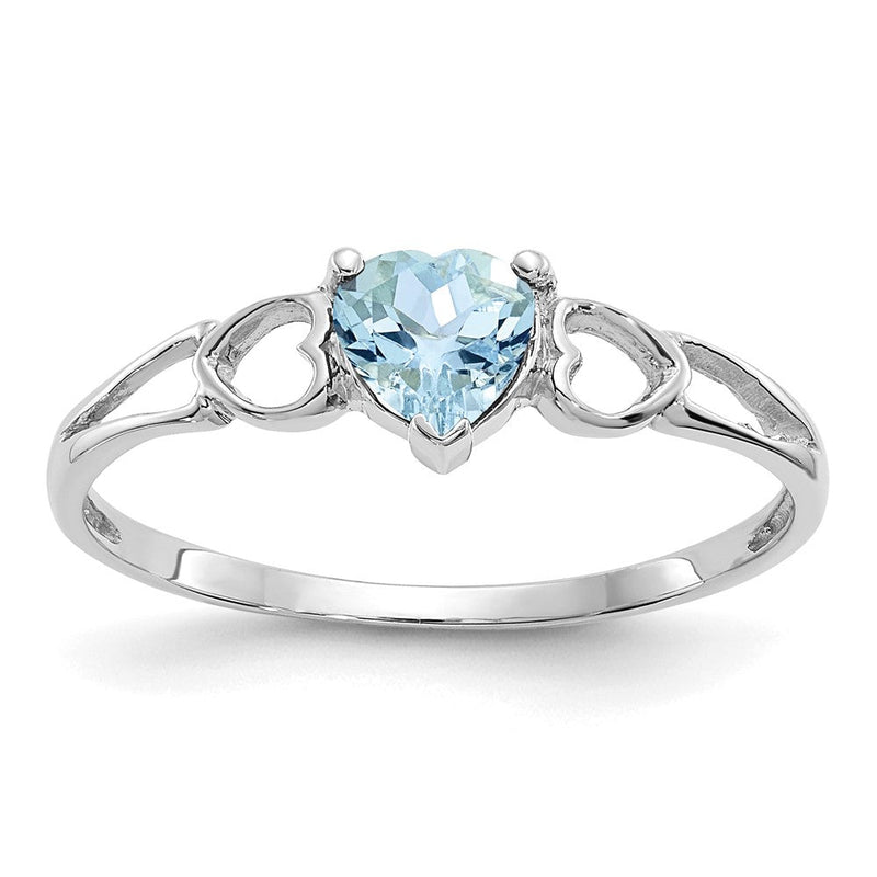 14K Weißgold Aquamarin-Geburtsstein-Ring