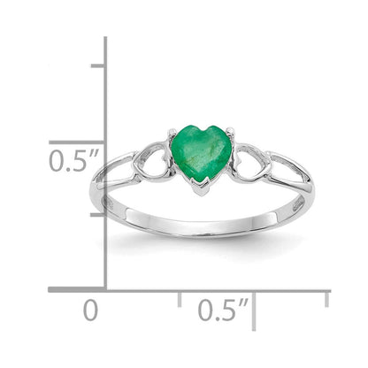 14K Weißgold Ring mit Smaragd-Geburtsstein
