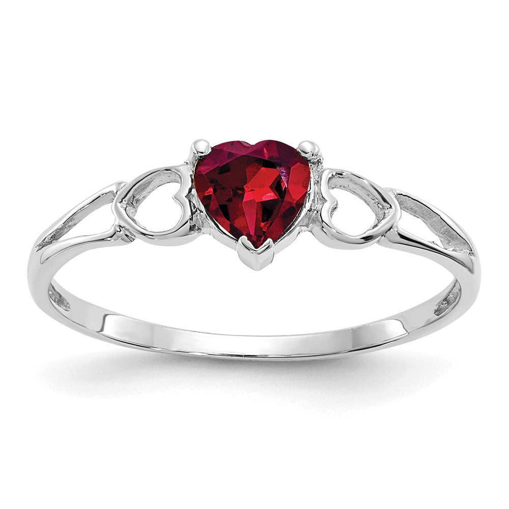 Massiver Ring aus 14K Weißgold mit simuliertem Rhodolith-Granat-Geburtsstein