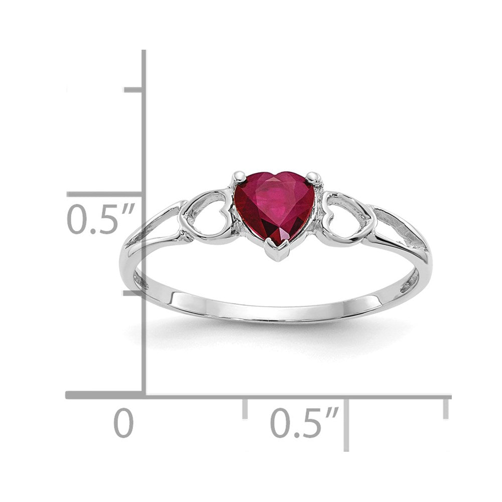 14K Weißgold Ring mit Rubin-Geburtsstein