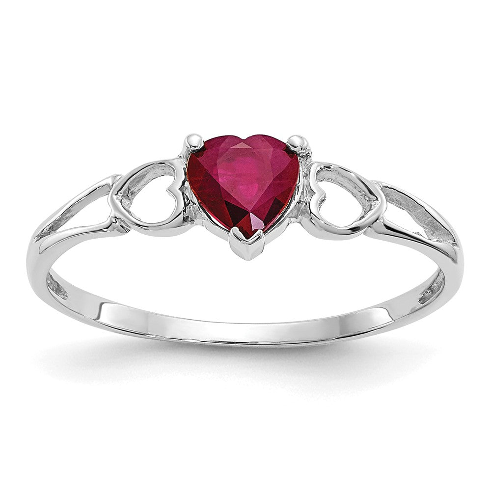 14K Weißgold Ring mit Rubin-Geburtsstein