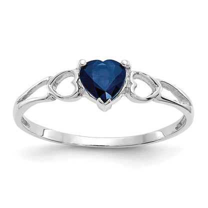 14K Weißgold Ring mit Saphir-Geburtsstein