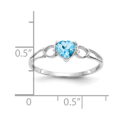 14K Weißgold Ring mit Blautopas-Geburtsstein