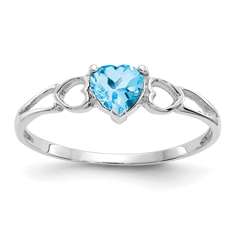 14K Weißgold Ring mit Blautopas-Geburtsstein