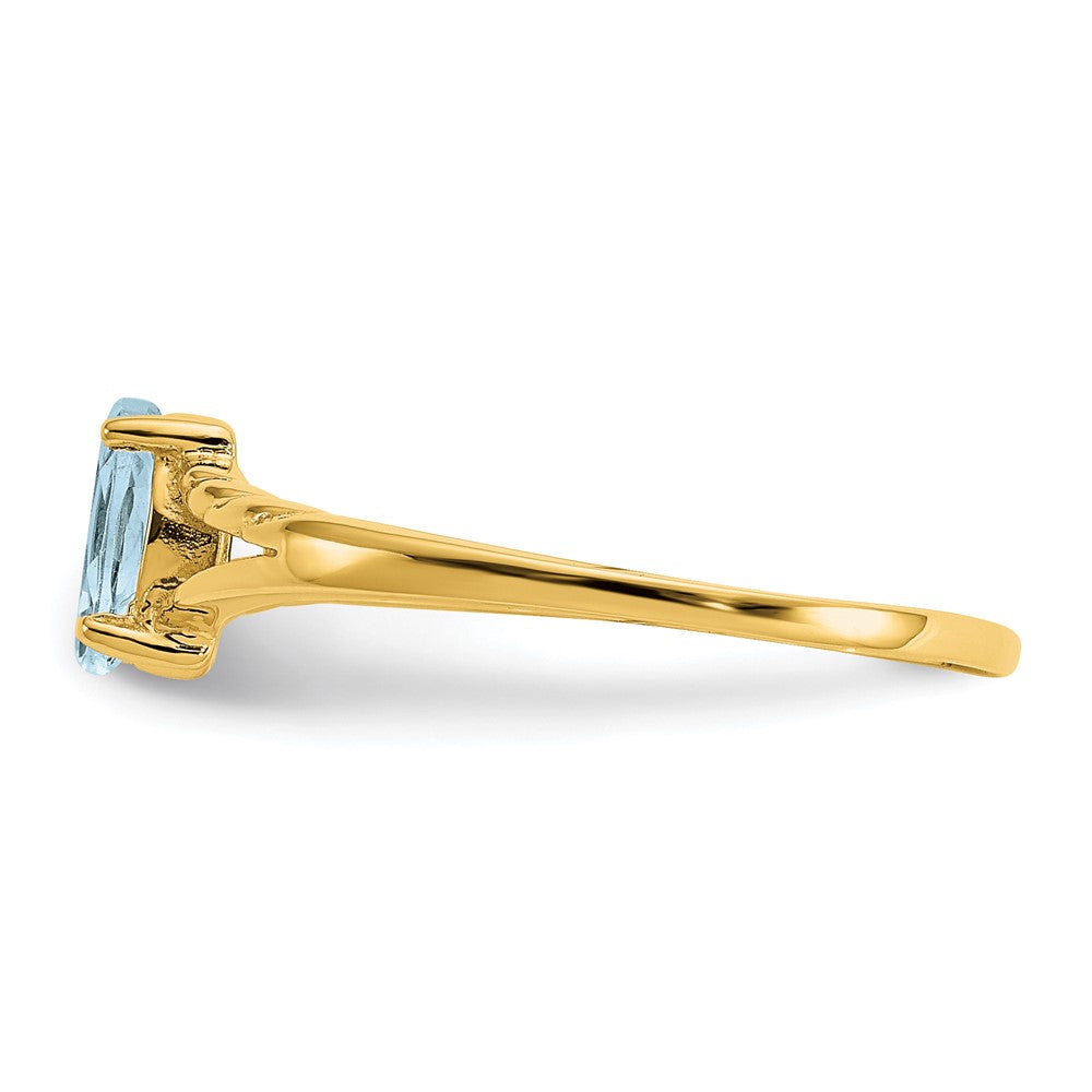 14K Gelbgold Aquamarin-Geburtsstein-Ring
