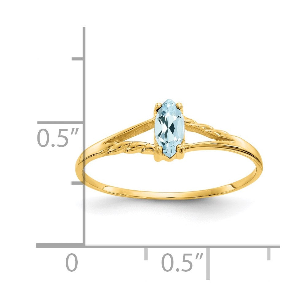 14K Gelbgold Aquamarin-Geburtsstein-Ring