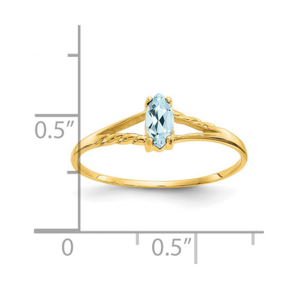14K Gelbgold Aquamarin-Geburtsstein-Ring
