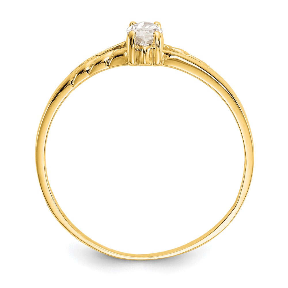 14K Gelbgold Ring mit weißem Topas-Geburtsstein