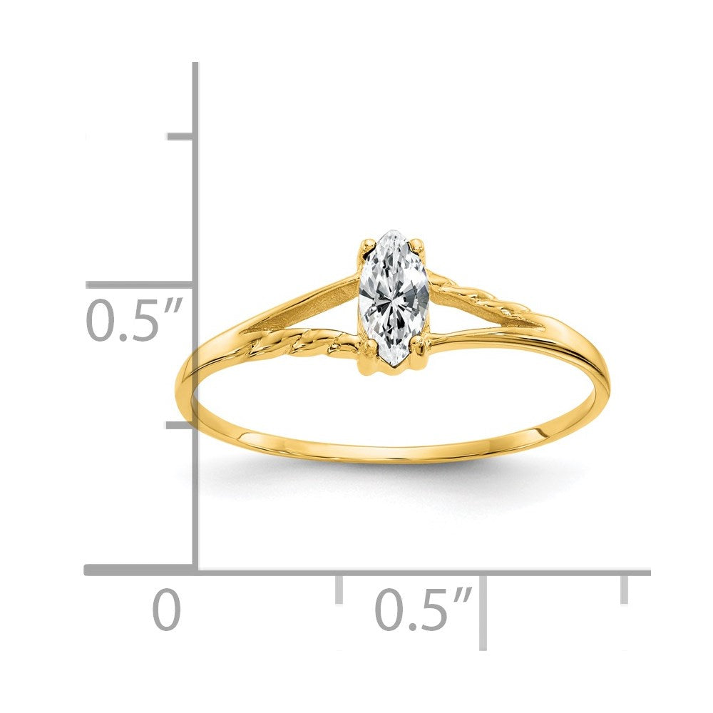14K Gelbgold Ring mit weißem Topas-Geburtsstein